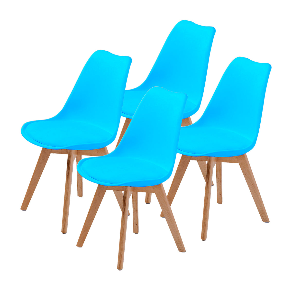 La Bella 4 Set Blue Retro Dining Cafe Chair Padded Seat