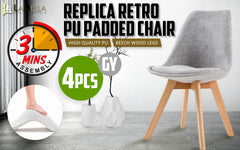 La Bella 4 Set Grey Retro Dining Cafe Chair Padded Seat