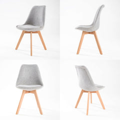 La Bella 4 Set Grey Retro Dining Cafe Chair Padded Seat