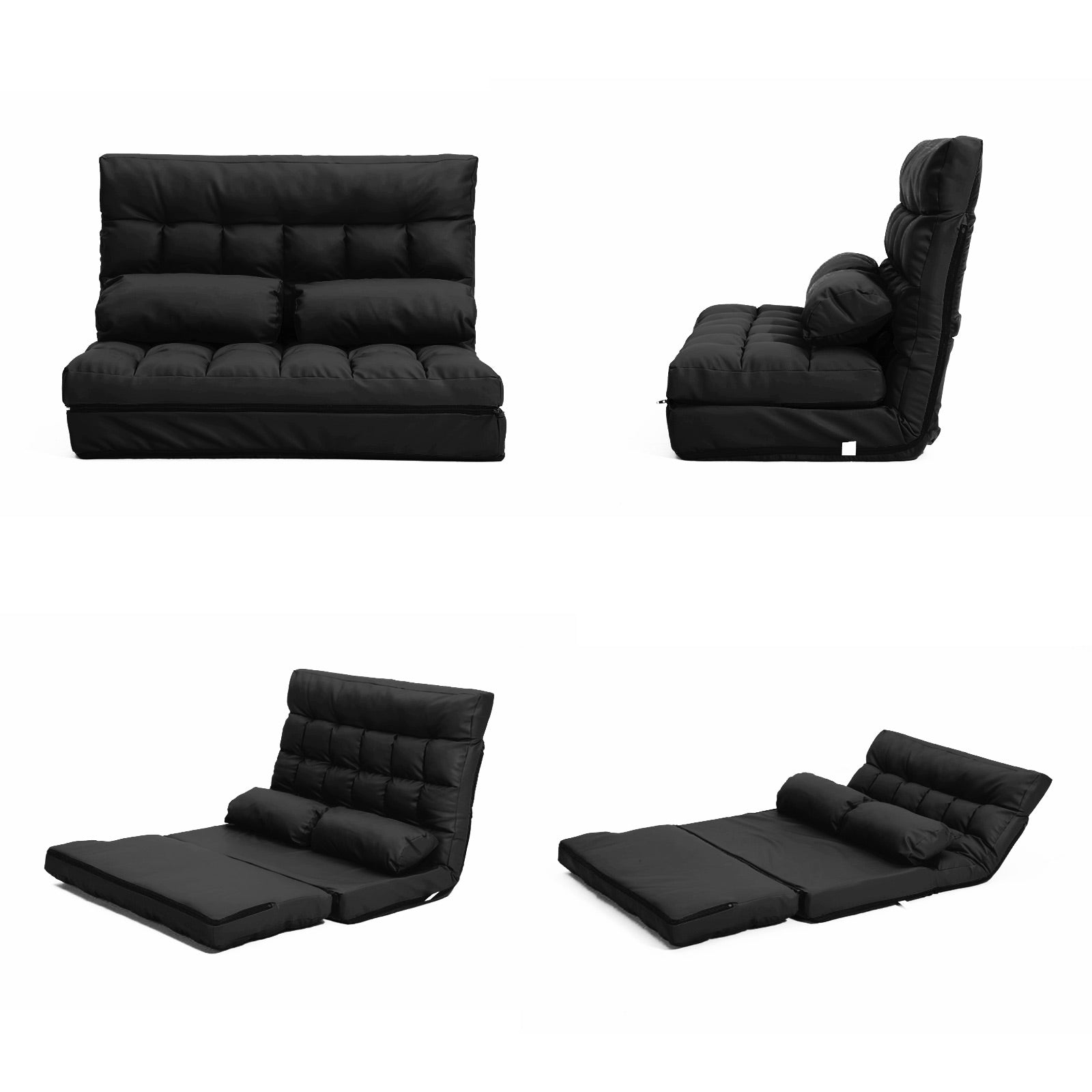 La Bella Double Seat Couch Bed Black Sofa Gemini Leather.