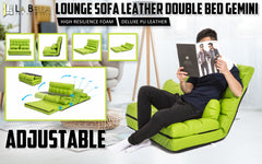 La Bella Double Seat Couch Bed Green Sofa Gemini Leather.