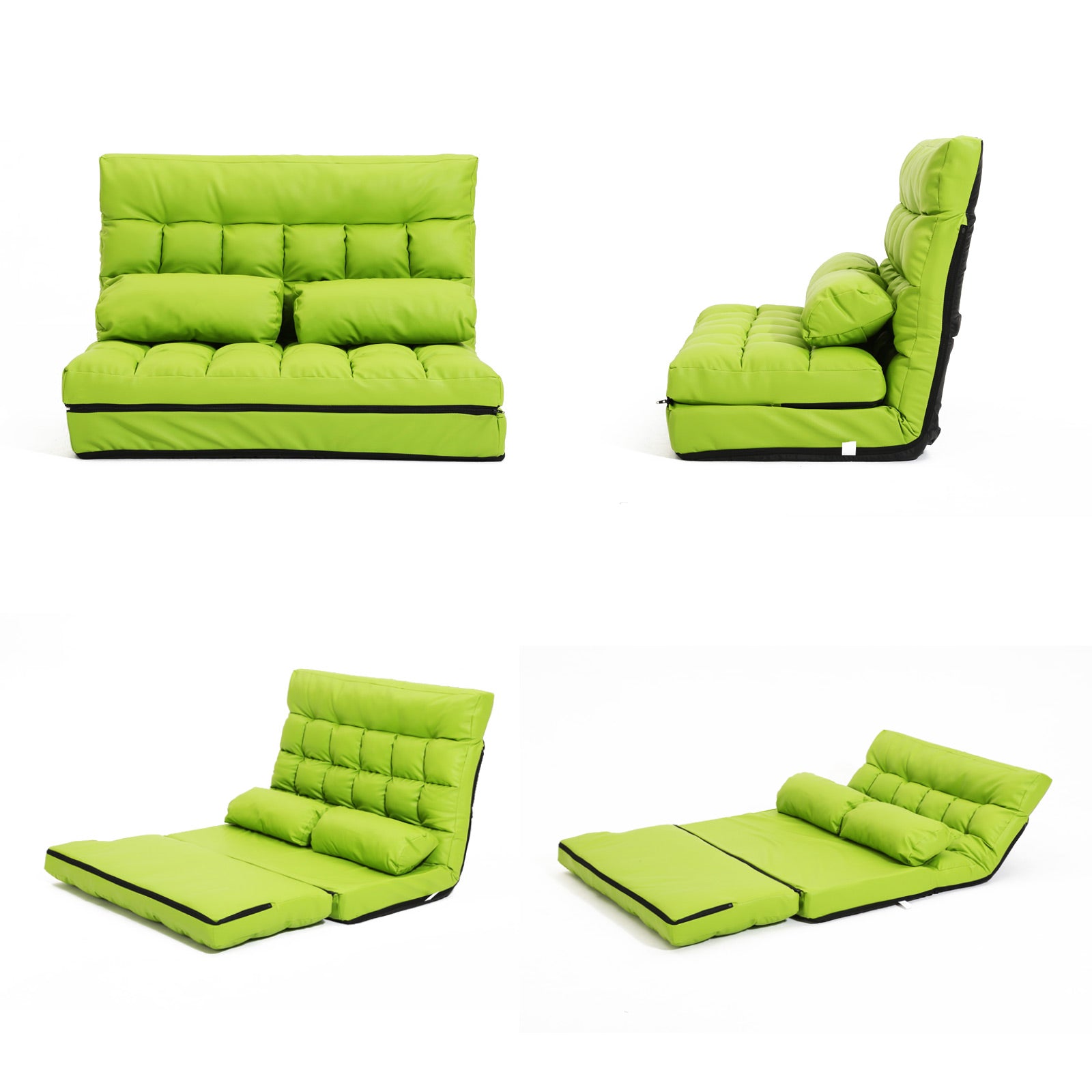 La Bella Double Seat Couch Bed Green Sofa Gemini Leather.