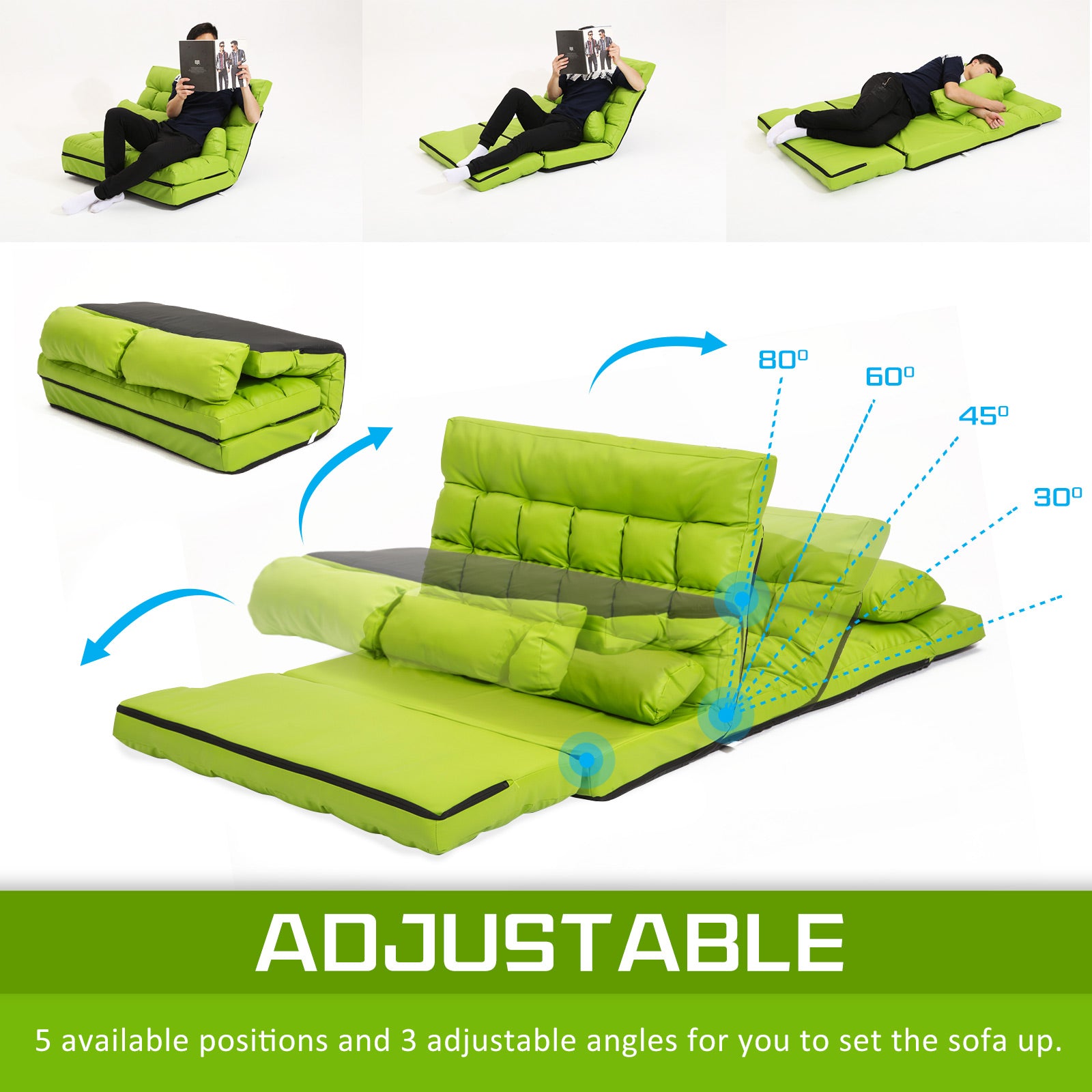 La Bella Double Seat Couch Bed Green Sofa Gemini Leather.