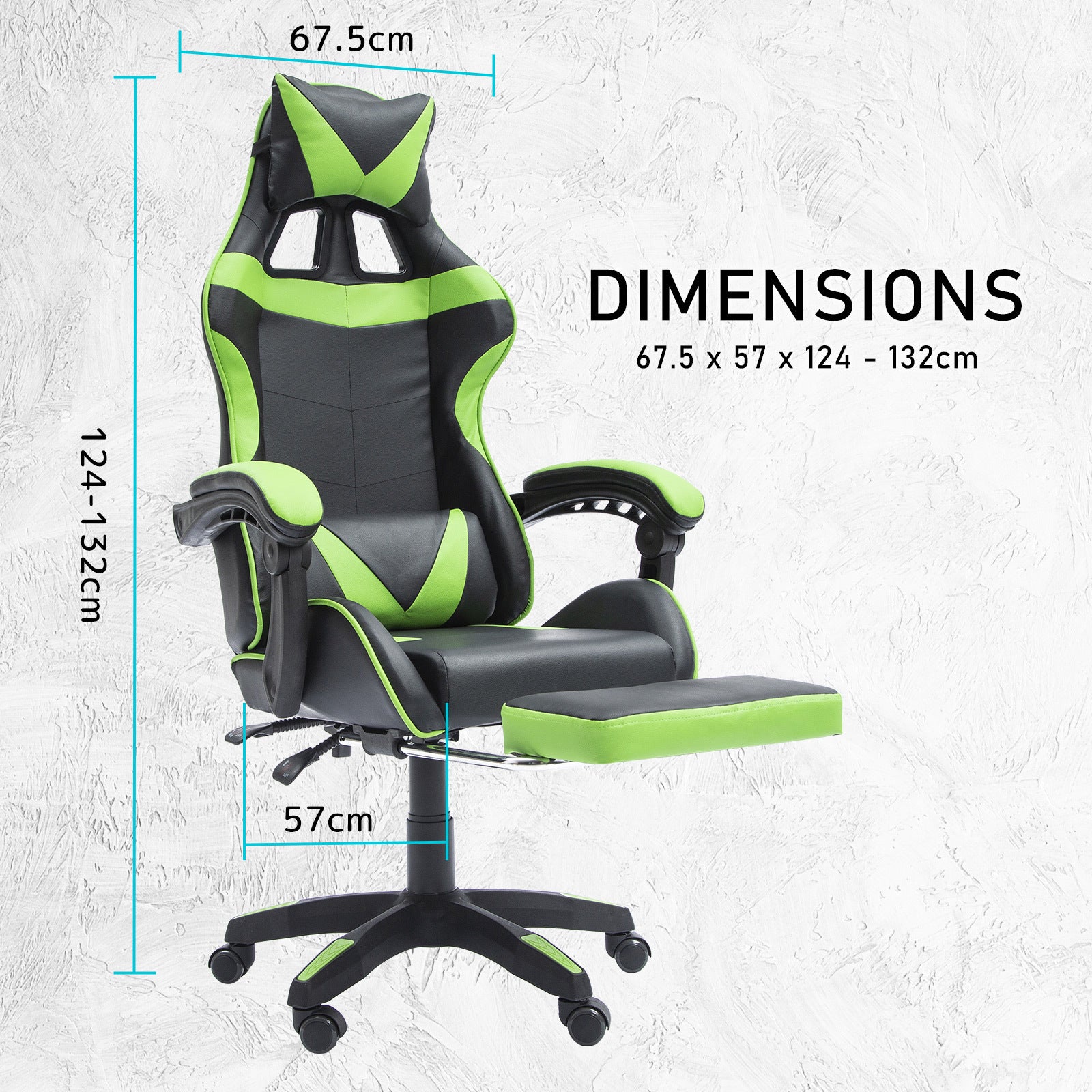 La Bella Green Gaming Office Chair Epic Ergonomic Racing Footrest