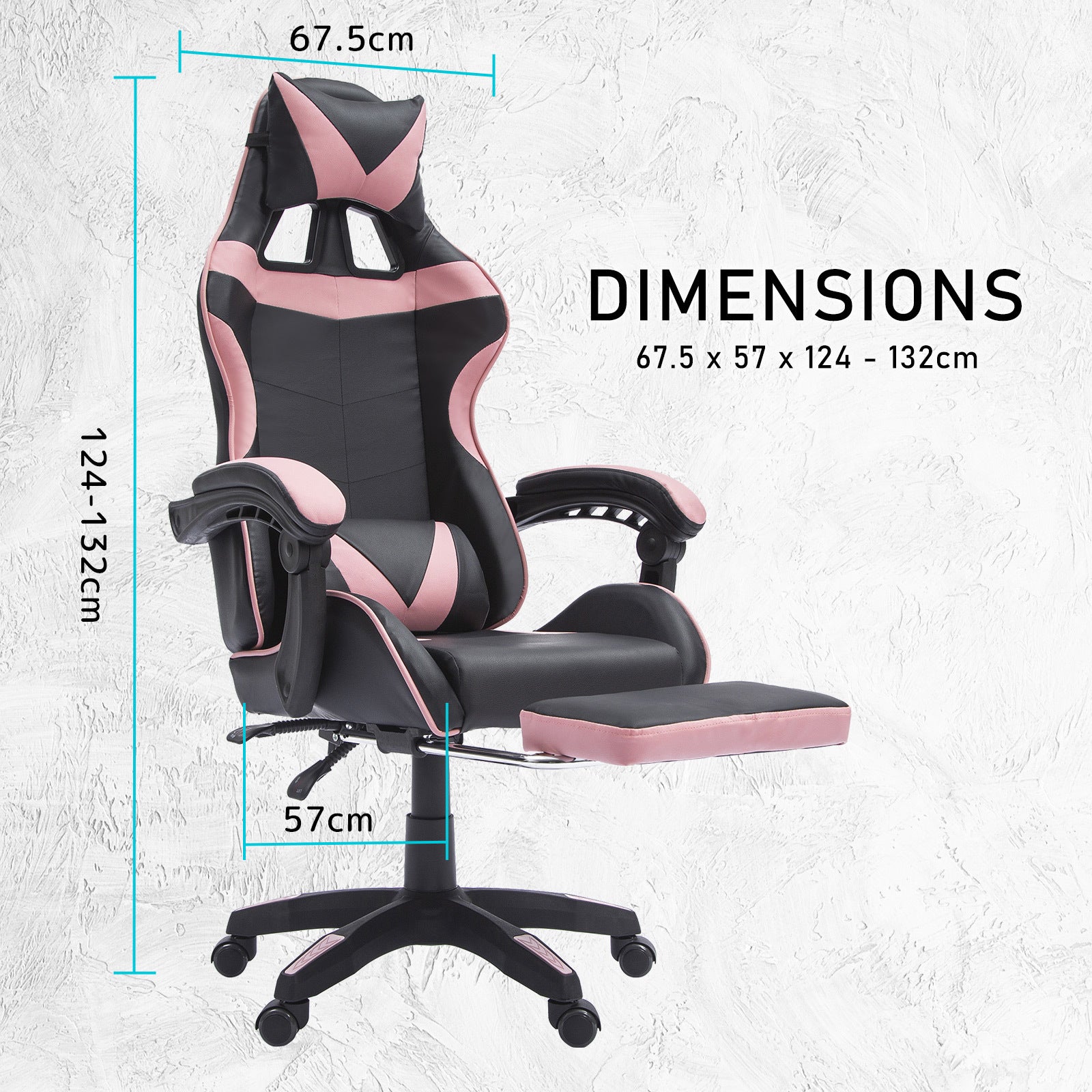 La Bella Pink Gaming Office Chair Epic Ergonomic Racing Footrest