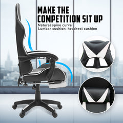 La Bella White Gaming Office Chair Epic Ergonomic Racing Footrest