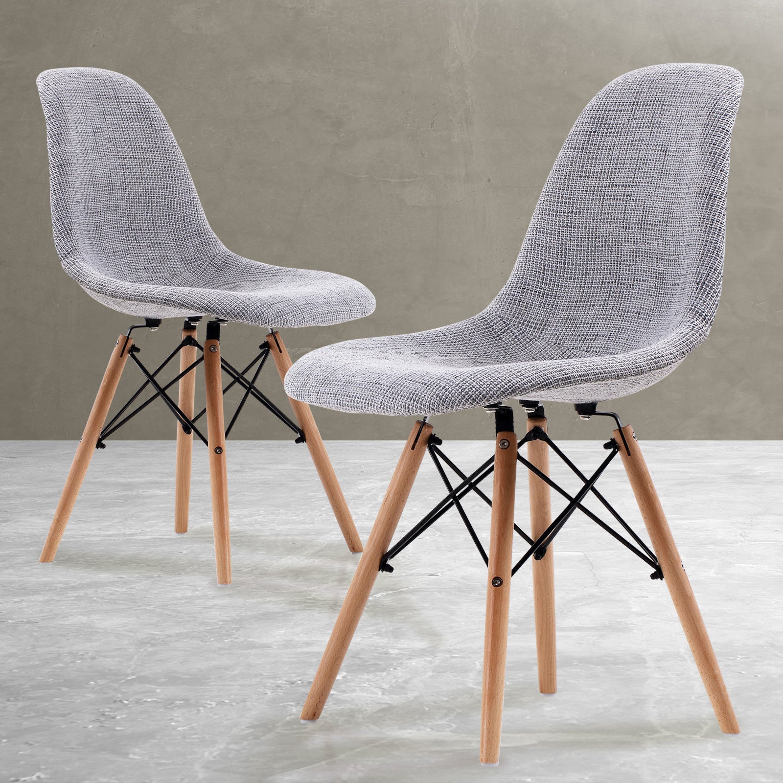 La Bella 2 Set Grey Retro Dining Cafe Chair DSW Fabric