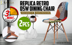 La Bella 2 Set Multi Colour Retro Dining Cafe Chair DSW Fabric