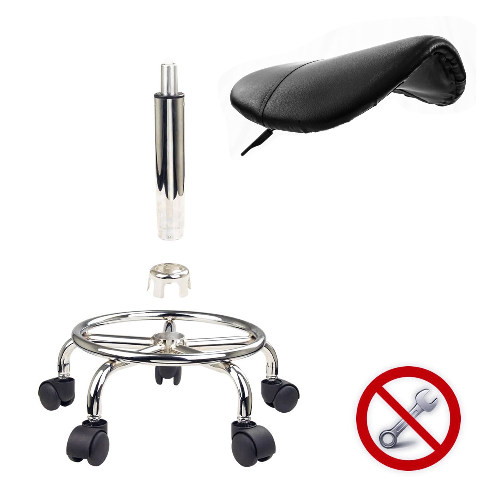 Forever Beauty 4 Set Black Salon Barber Stool Swivel Saddle Type