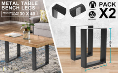 La Bella 2 Set 30 x 40cm Black Coffee Dining Table Legs Bench Box DIY Steel Metal Industrial