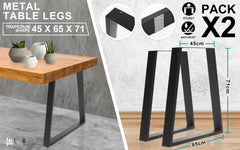 La Bella 2 Set 45 x 65 x 71cm Black Coffee Dining Table Legs Bench Trapezium DIY Steel Metal