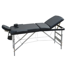 3 Fold Portable Aluminium Massage Table Massage Bed Beauty Therapy Black