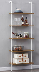 YES4HOMES Industrial Ladder Shelf Wood Wall-Mounted Bookcase Storage Rack Shelves Display