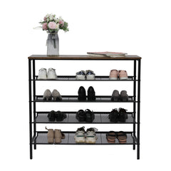 YES4HOMES 5-Tier Large Shoe Rack Shelf Stand Flat & Slant Adjustable Storage Organizer 100 cm