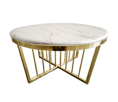 Salina Coffee Table - Marble - 80cm Gold