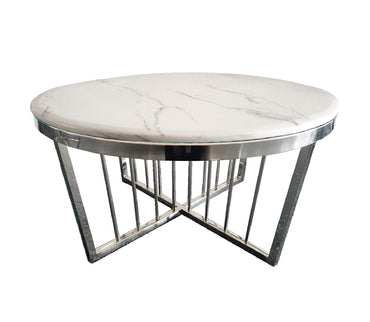 Salina Coffee Table - Marble - 80cm Silver