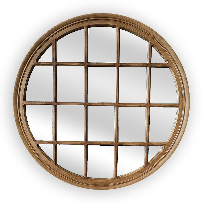 Window Style Mirror - Taupe Circle 100cm