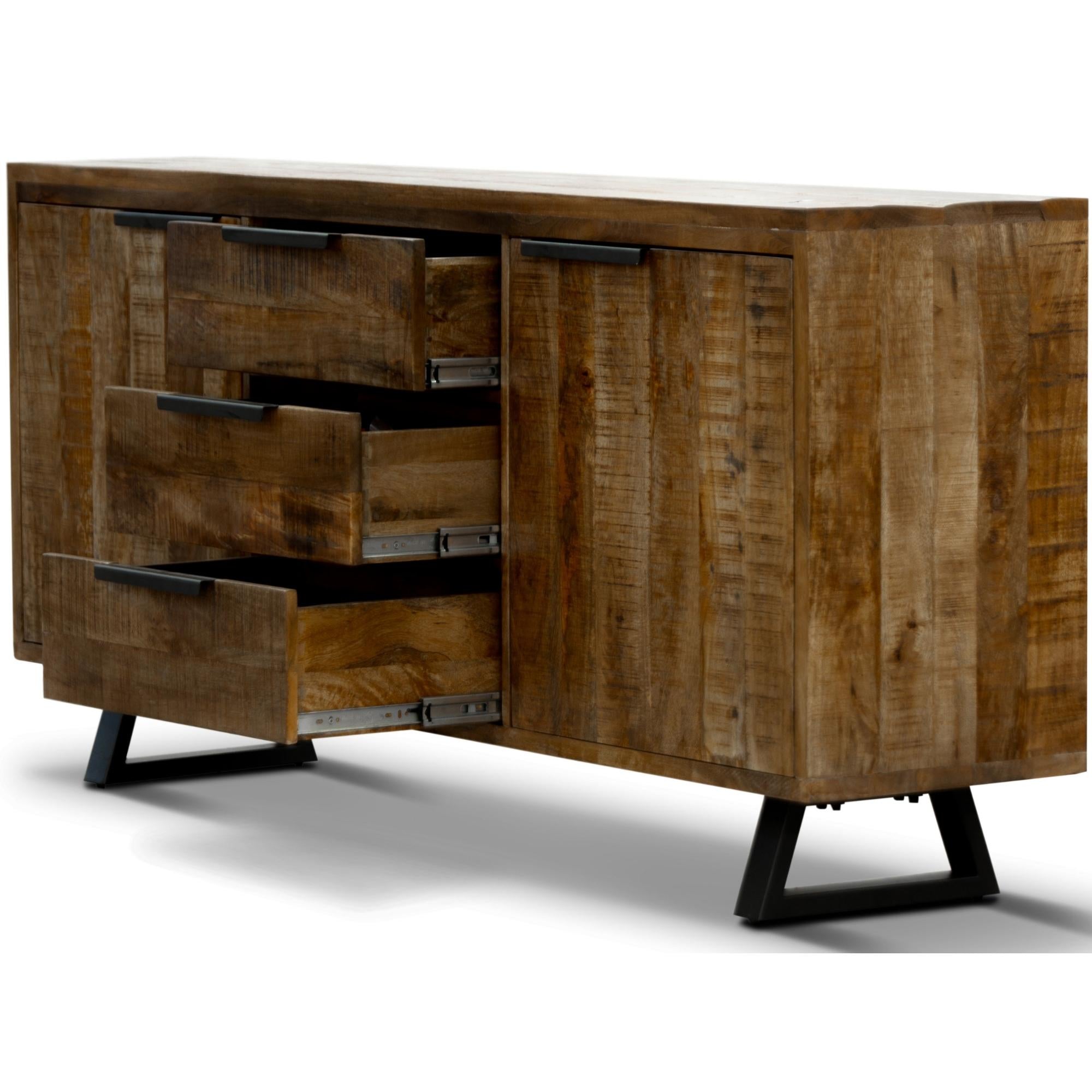 Begonia Buffet Sideboard Table 170cm 2 Door 3 Drawer Mango Wood Unique Furniture