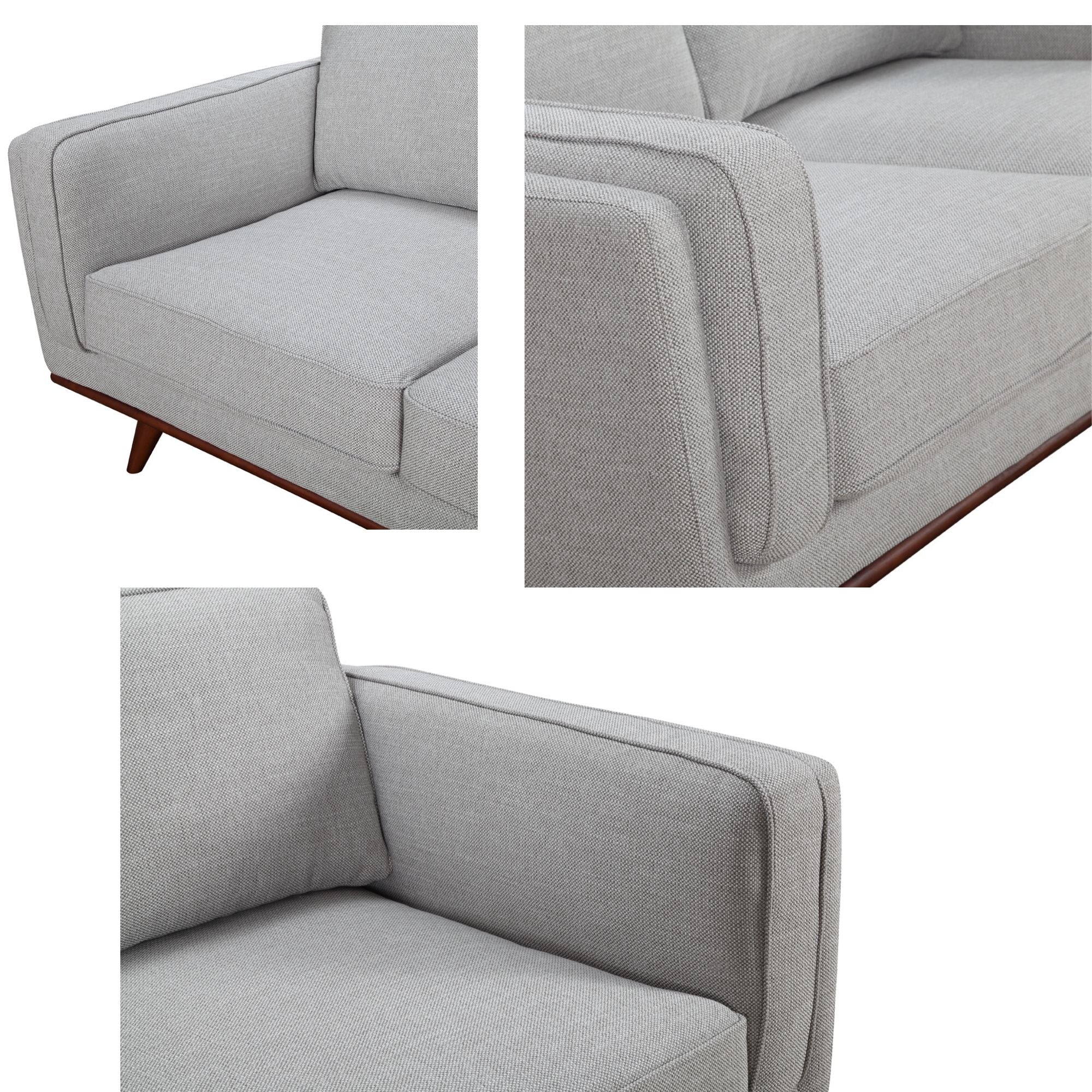 Petalsoft 2 Seater Sofa Fabric Uplholstered Lounge Couch - Grey.