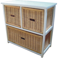 Hyssop 3 Chest of Drawers Cane Bedroom Kitchen Bathroom Storage Tallboy Shelf