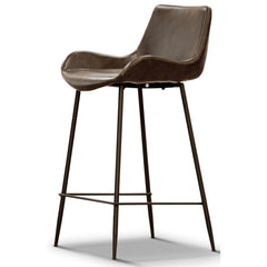 Brando  Set of 6 PU Leather Upholstered Bar Chair Metal Leg Stool - Brown