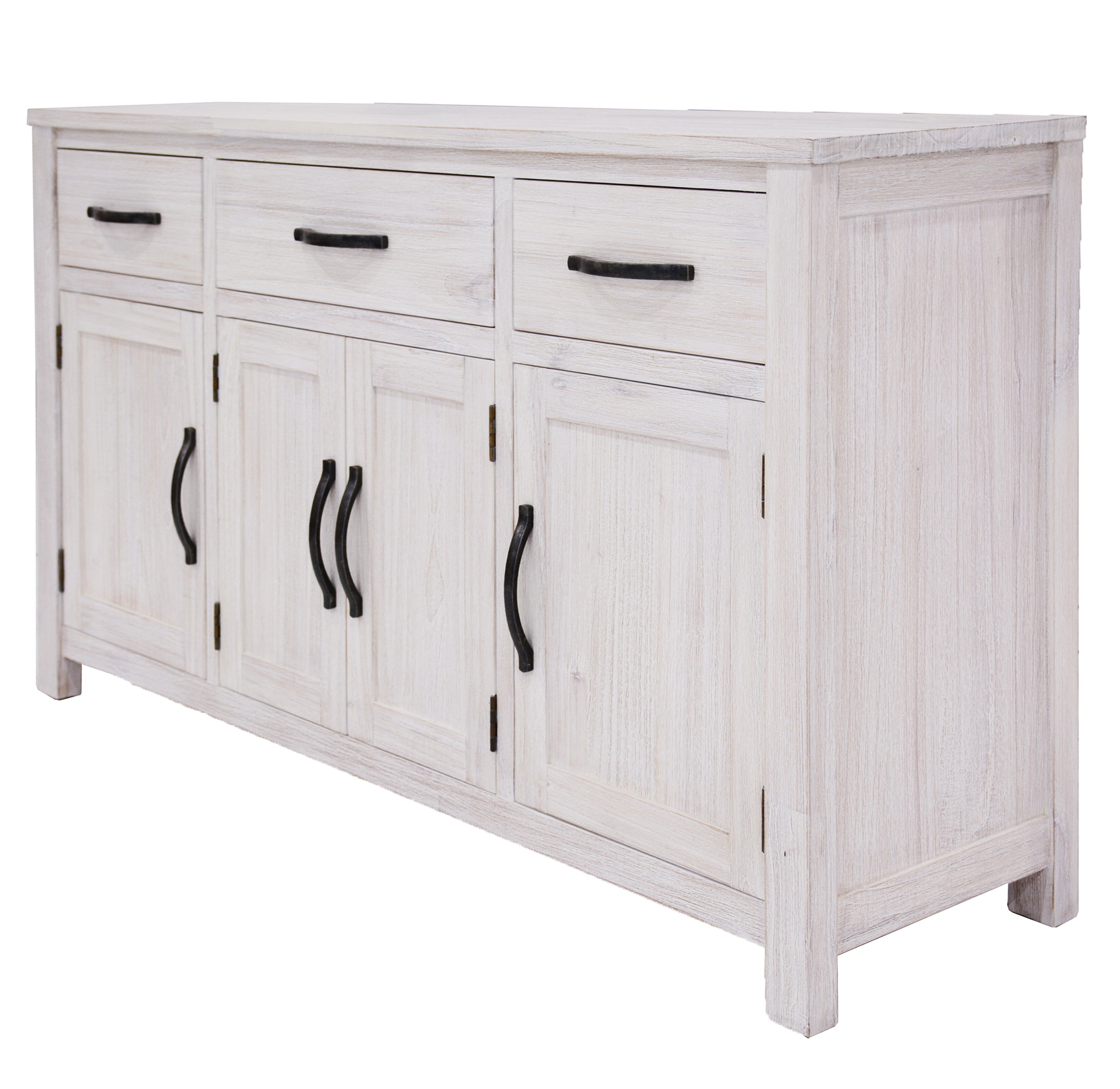 Foxglove Buffet Table 158cm 4 Door 3 Drawer Solid Mt Ash Timber Wood - White