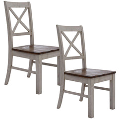 Erica X-Back Dining Chair Set of 2 Solid Acacia Timber Wood Hampton Brown White