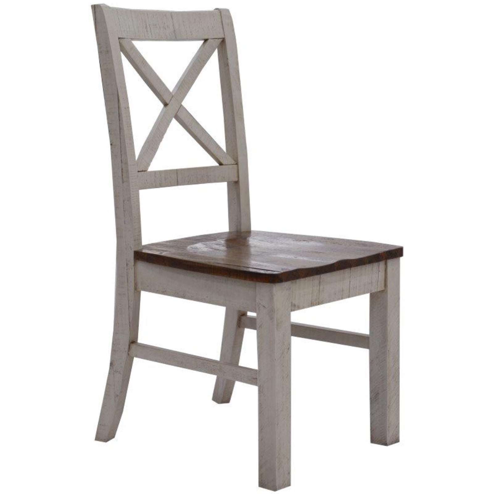 Erica X-Back Dining Chair Set of 2 Solid Acacia Timber Wood Hampton Brown White