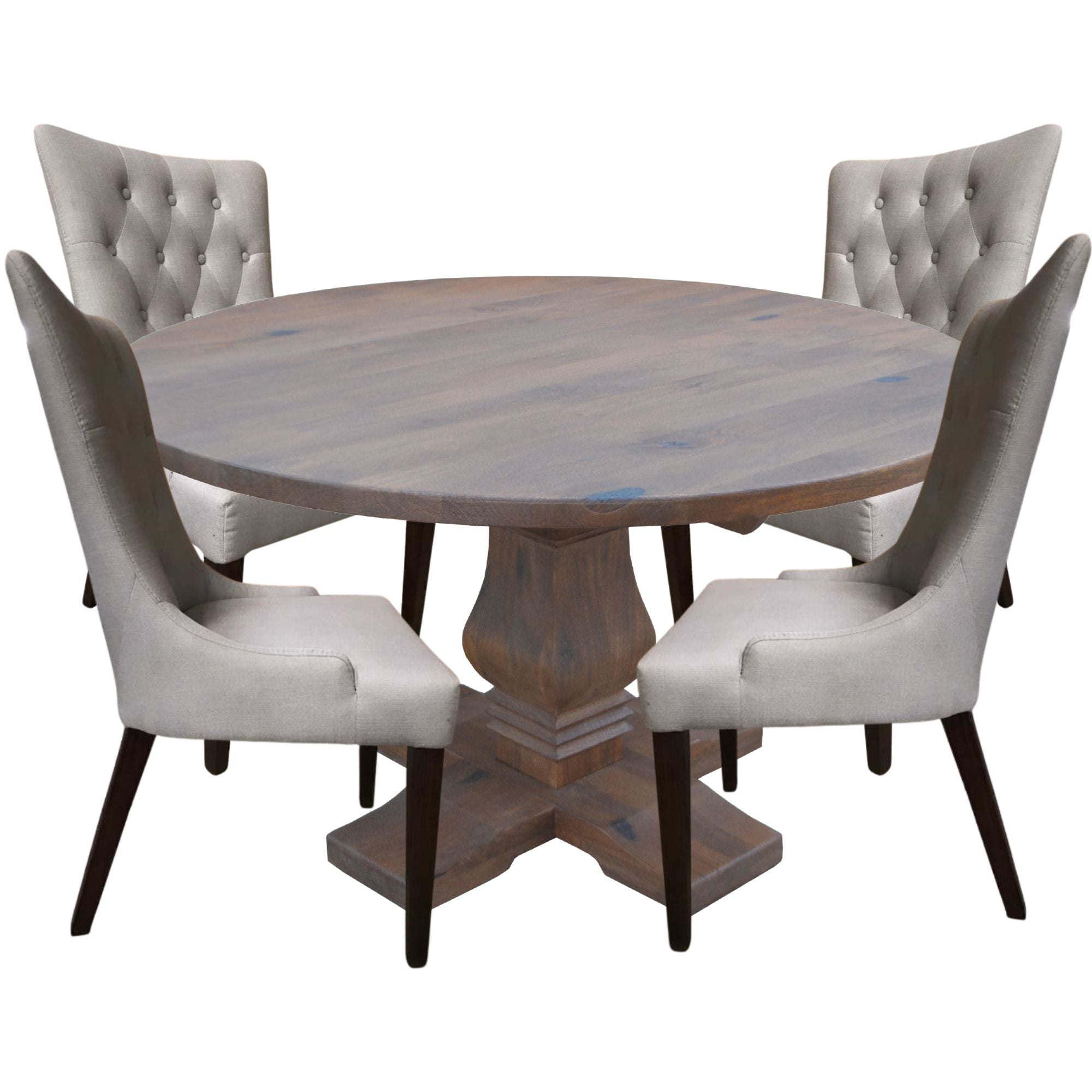 Florence  5pc Round Dining Table Set 135cm 4 Fabric Chair French Provincial