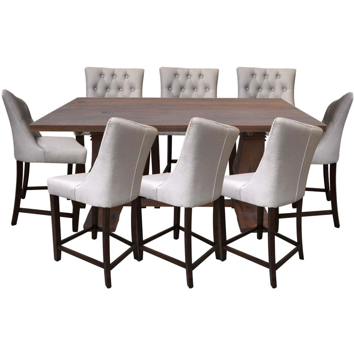 Florence  9pc High Dining Table Set 200cm 8 Fabric Chair French Provincial