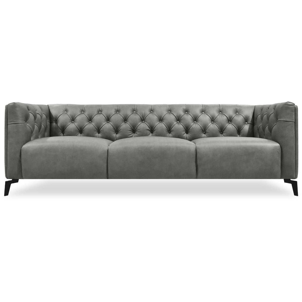Luxe Genuine Forli Leather Sofa 3.5 Seater Upholstered Lounge Couch - Dark Grey.