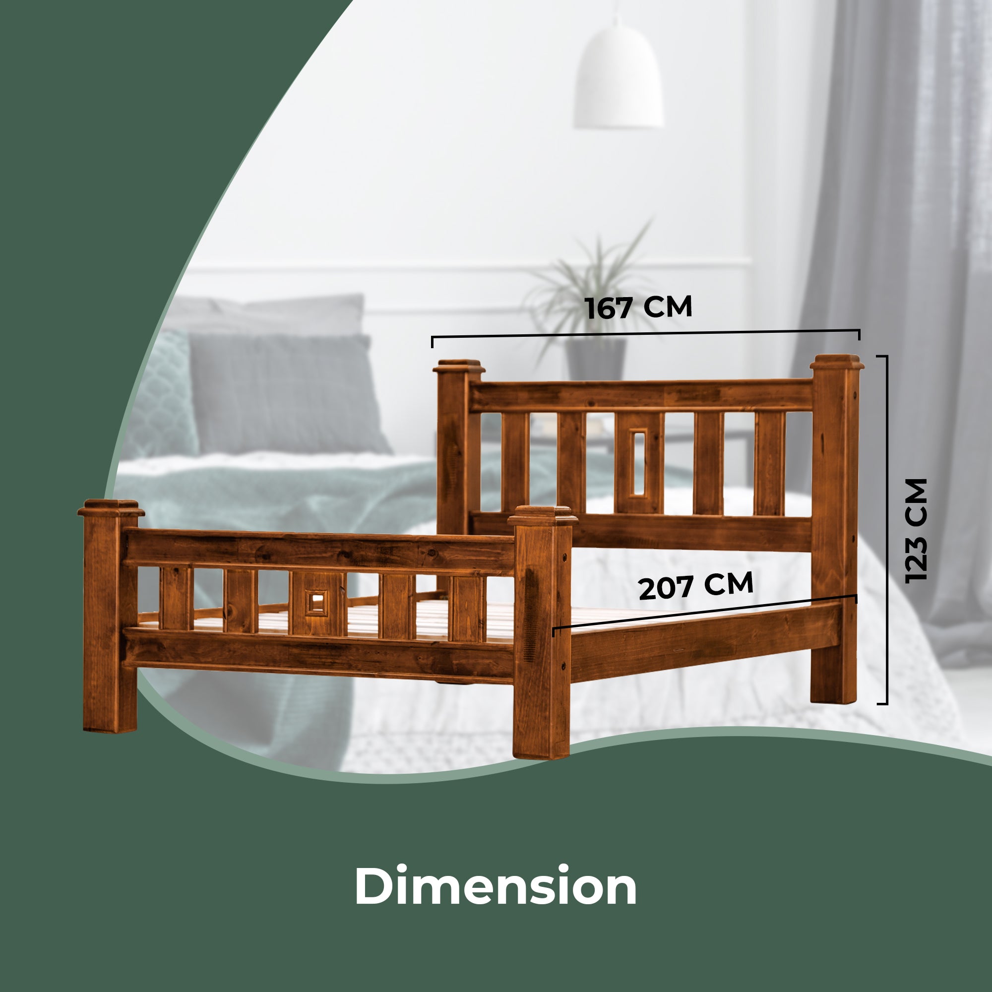 Umber Bed Frame Queen Size Mattress Base Solid Pine Timber Wood - Dark Brown