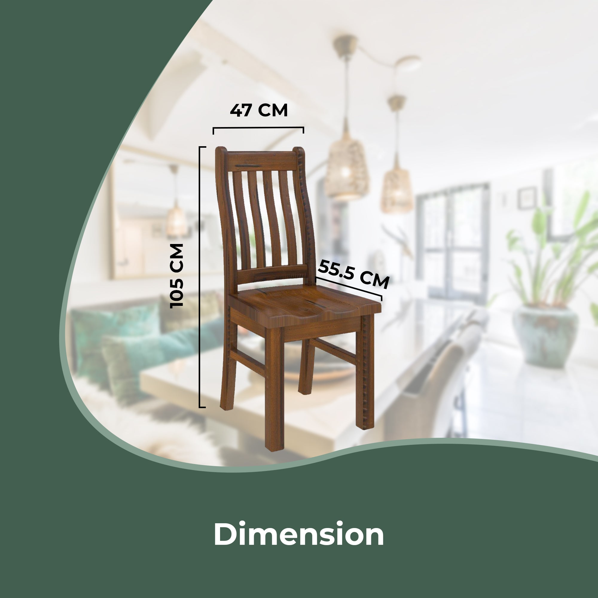 Umber Dining Chair Set of 2 Solid Pine Wood Home Dinner Furniture - Dark Brown