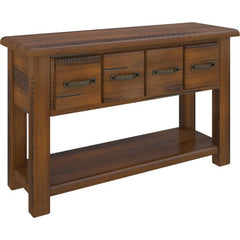 Umber Console Hallway Entry Table 136cm Solid Pine Timber Wood - Dark Brown