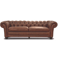 Sonny 3 Seater Genuine Leather Sofa Chestfield Lounge Couch - Butterscotch.