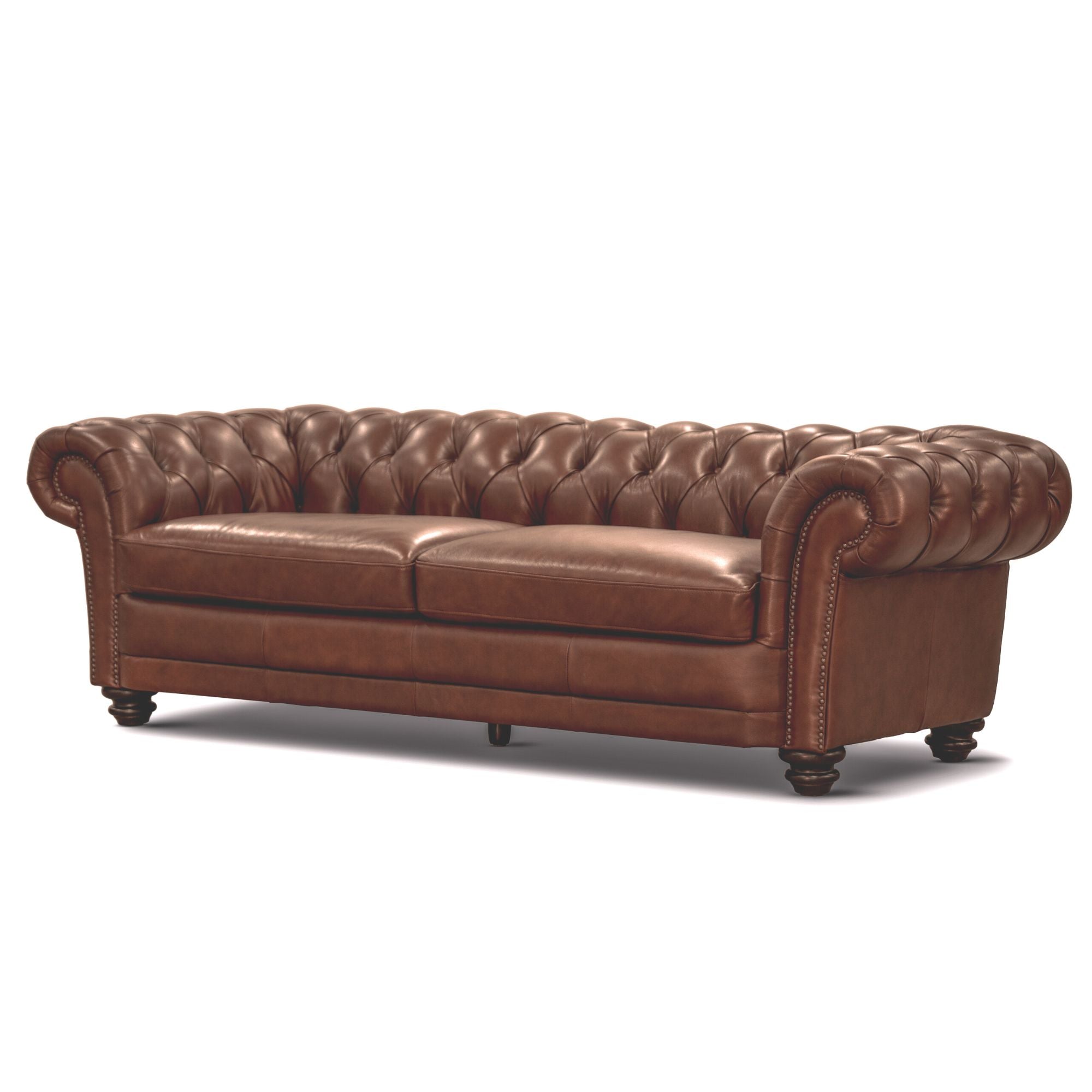 Sonny 3 Seater Genuine Leather Sofa Chestfield Lounge Couch - Butterscotch.