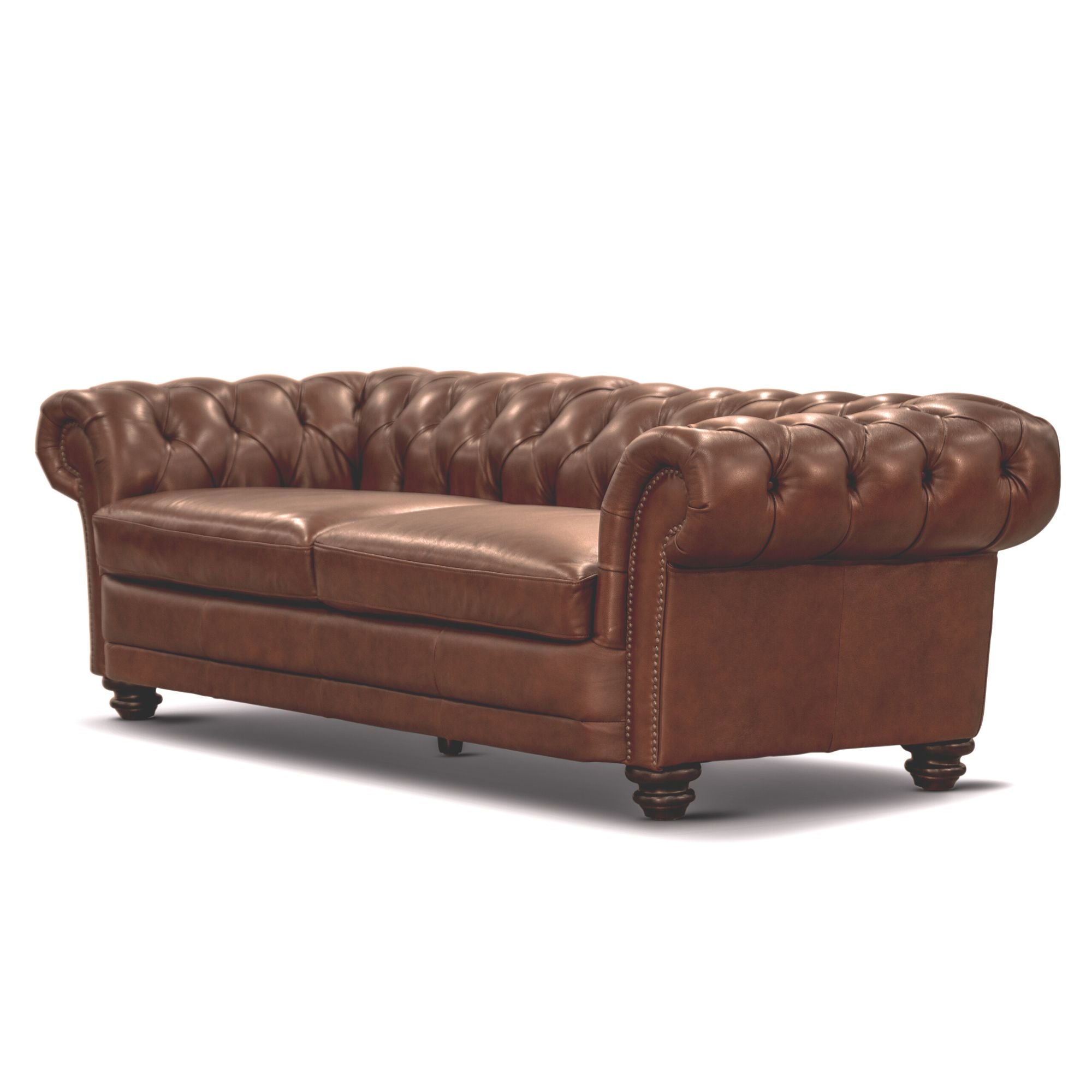 Sonny 3 Seater Genuine Leather Sofa Chestfield Lounge Couch - Butterscotch.