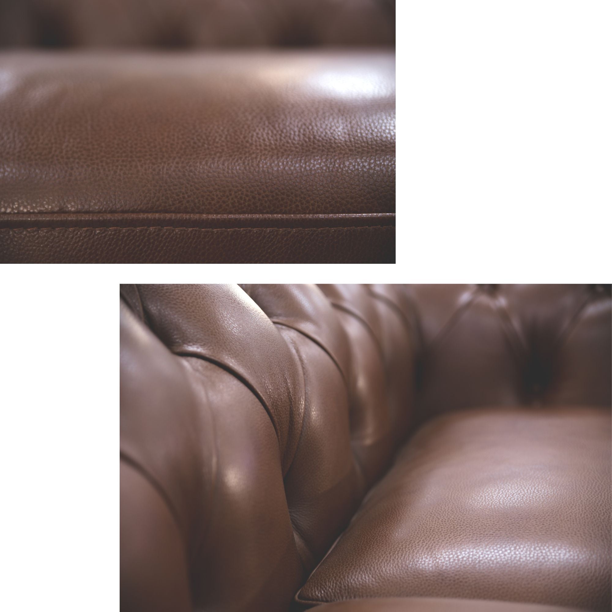 Sonny 3 Seater Genuine Leather Sofa Chestfield Lounge Couch - Butterscotch.