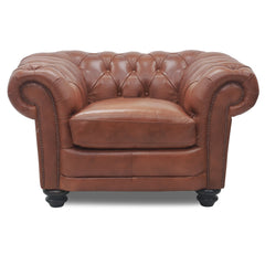 Sonny 3+1 Seater Genuine Leather Sofa Chestfield Lounge Couch - Butterscotch.