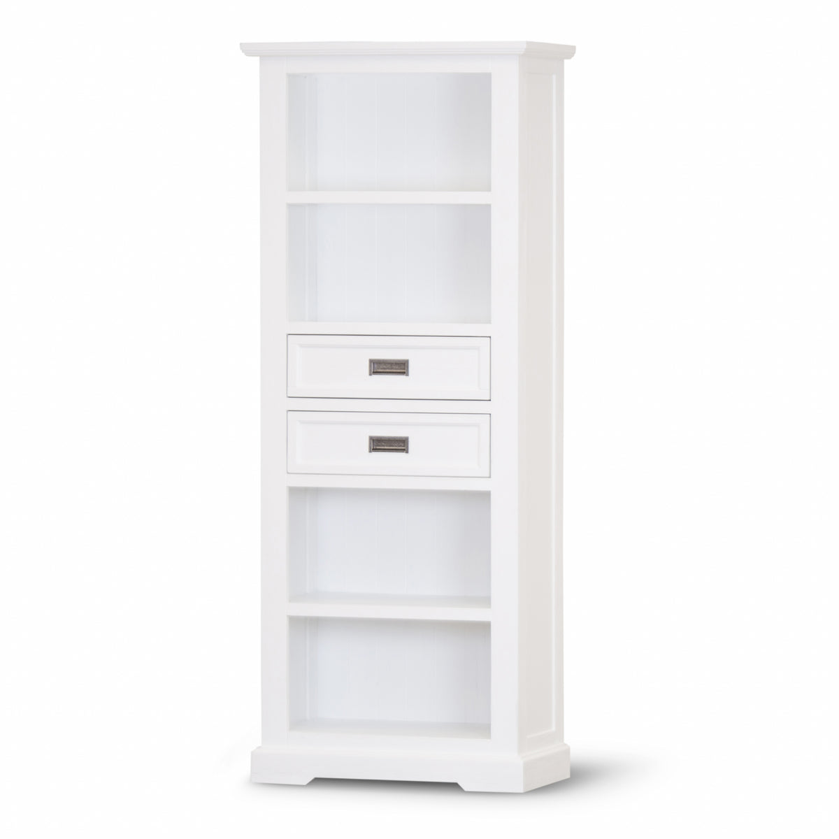 Laelia Bookshelf Bookcase 4 Tier Solid Acacia Wood Coastal Furniture - White