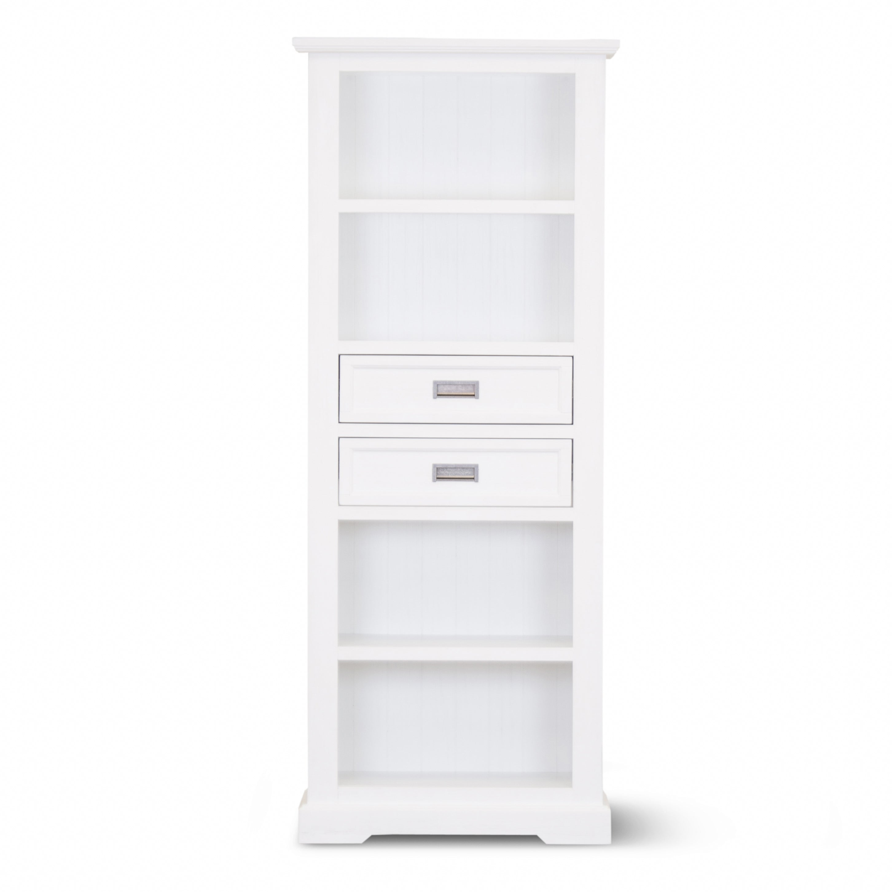 Laelia Bookshelf Bookcase 4 Tier Solid Acacia Wood Coastal Furniture - White