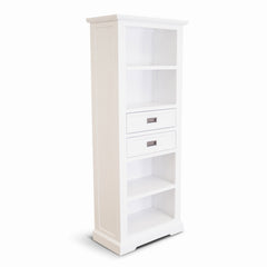 Laelia Bookshelf Bookcase 4 Tier Solid Acacia Wood Coastal Furniture - White