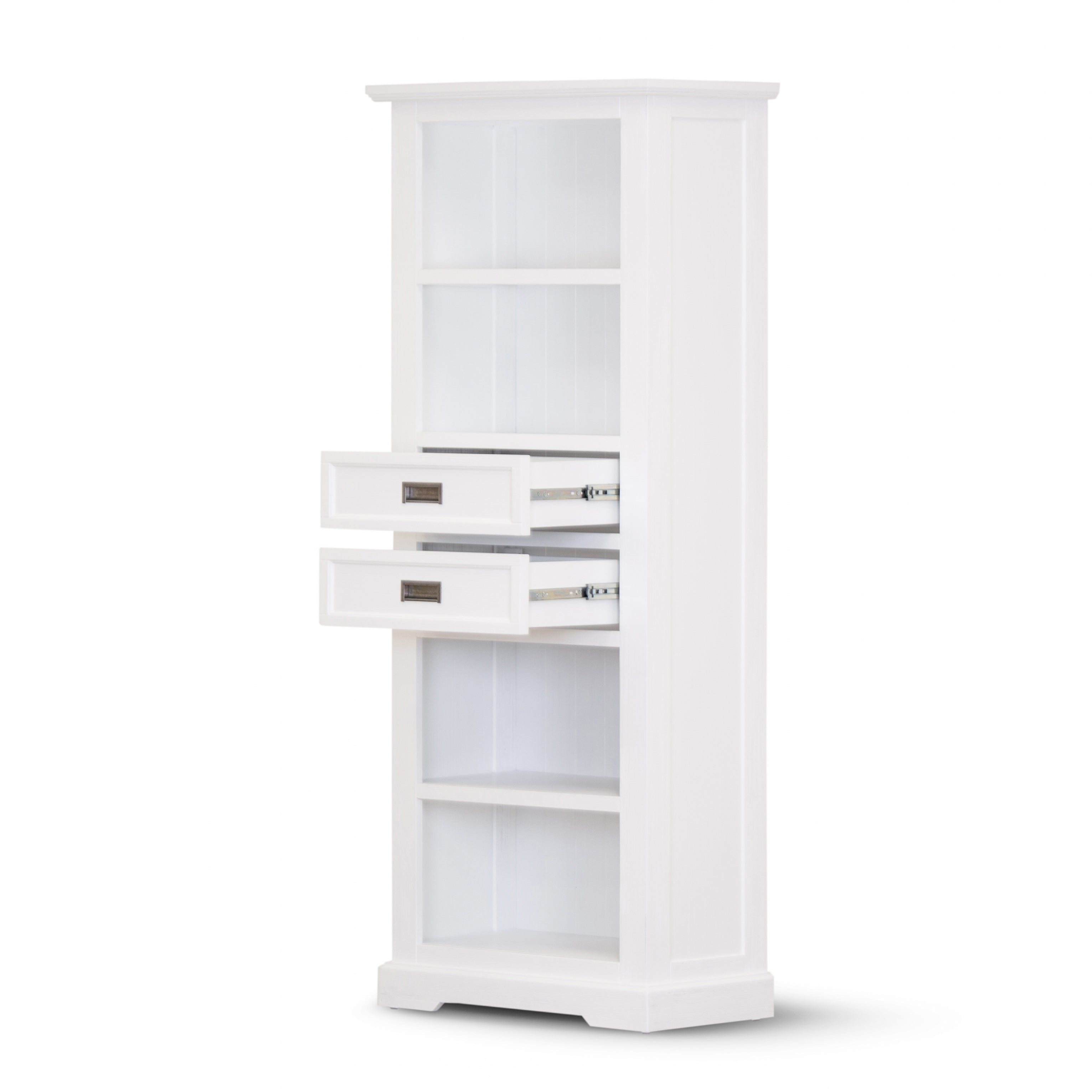 Laelia Bookshelf Bookcase 4 Tier Solid Acacia Wood Coastal Furniture - White