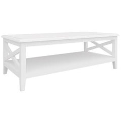 Daisy Coffee Table 120cm Rectangular Solid Acacia Wood Hampton Furniture - White
