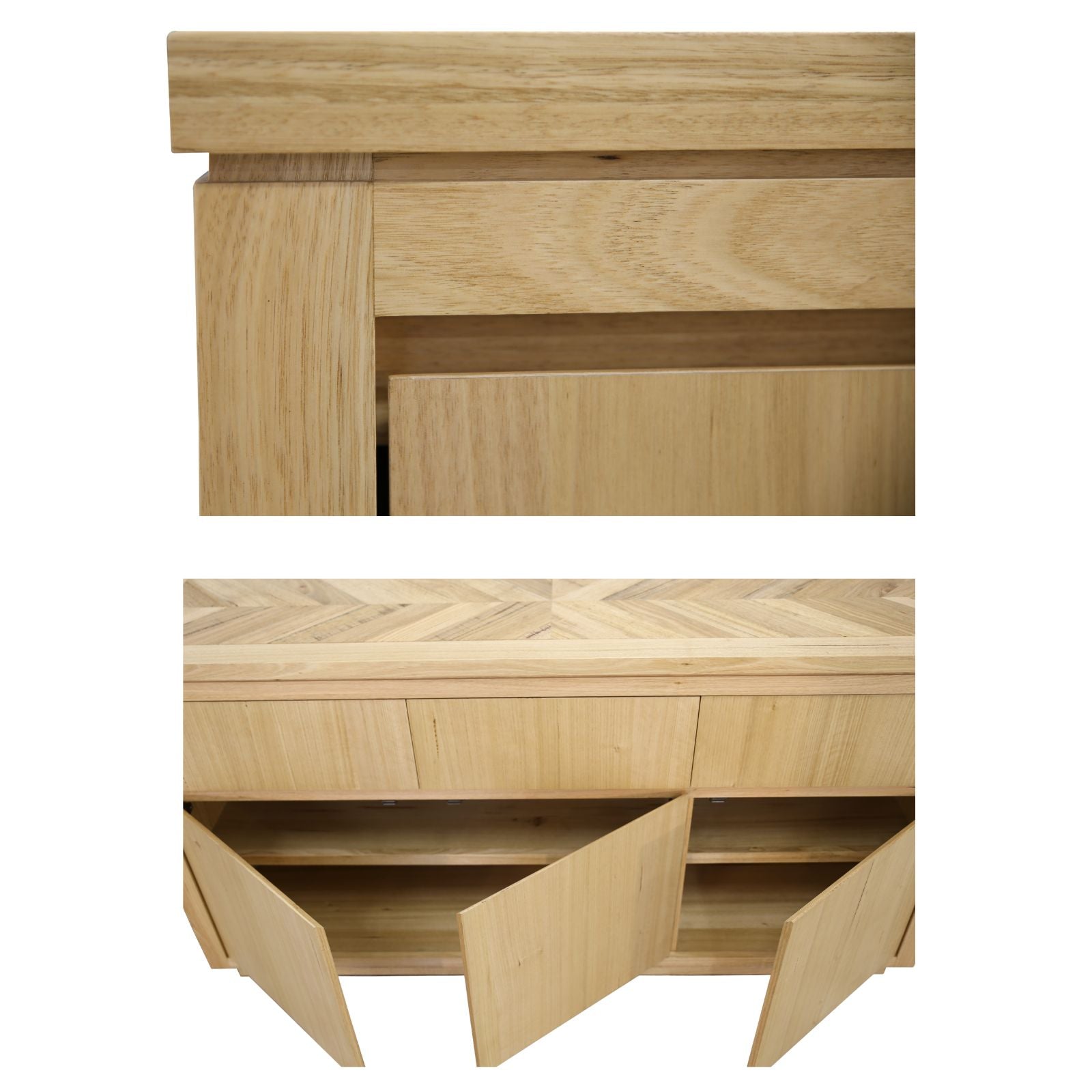 Rosemallow Buffet Table 165cm 3 Door 3 Drawer Solid Messmate Timber - Natural