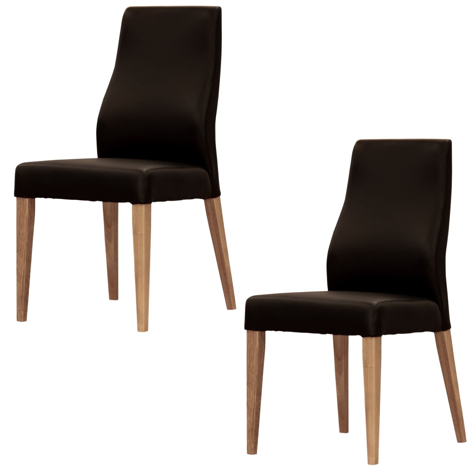 Rosemallow Dining Chair Set of 2 PU Leather Seat Solid Messmate Timber - Black