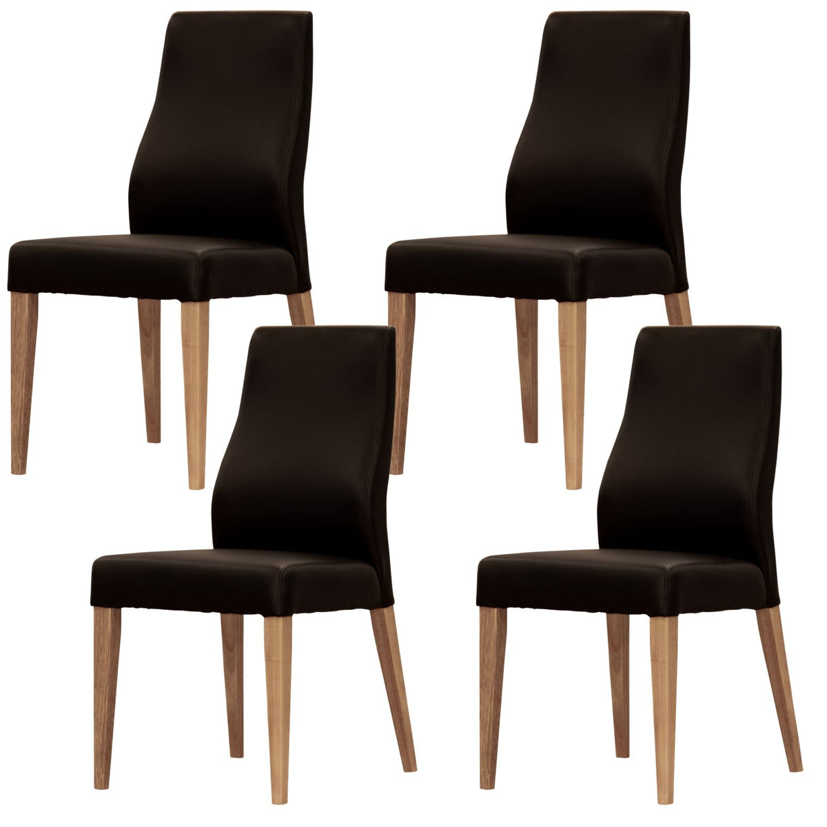 Rosemallow Dining Chair Set of 4 PU Leather Seat Solid Messmate Timber - Black