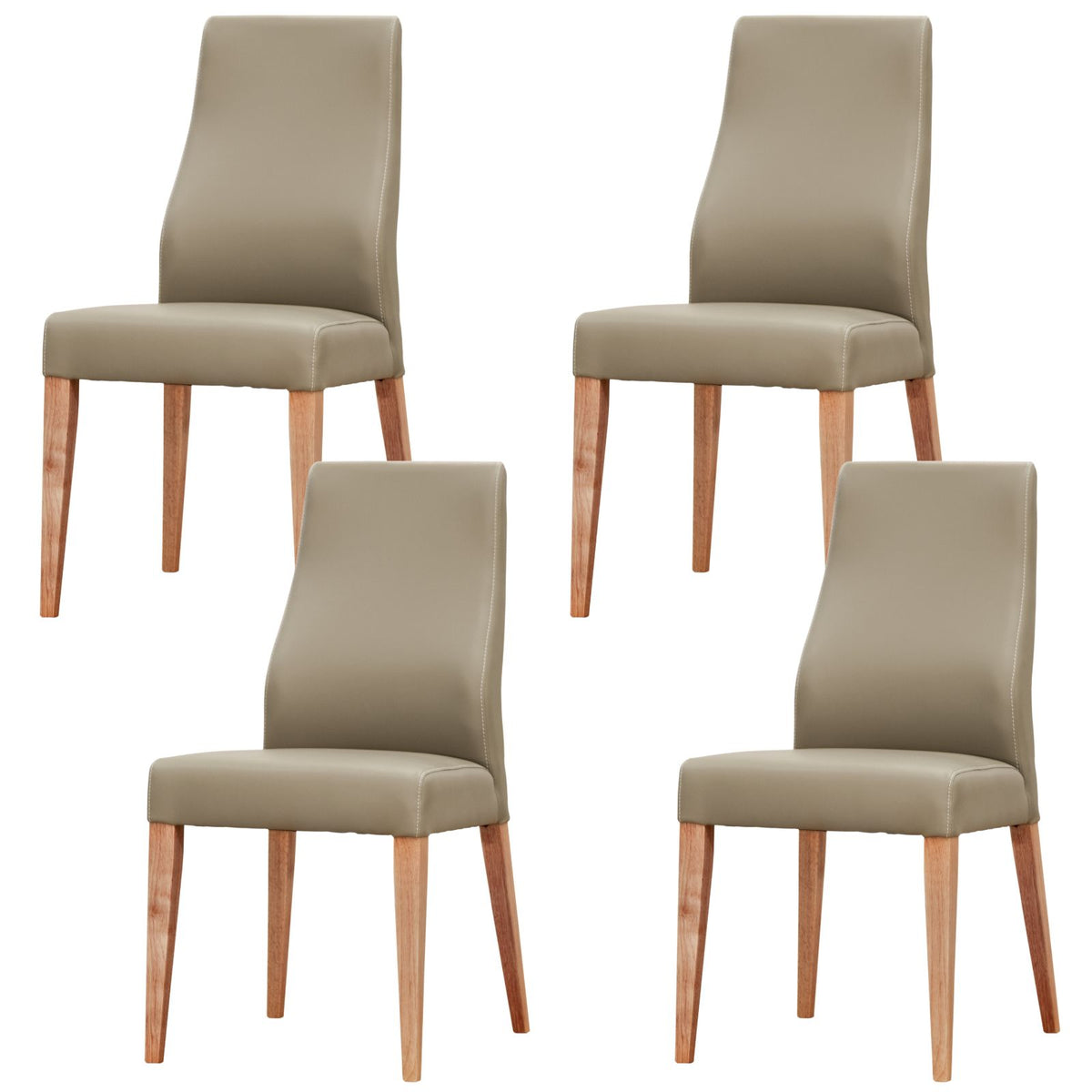Rosemallow Dining Chair Set of 4 PU Leather Seat Solid Messmate Timber - Silver