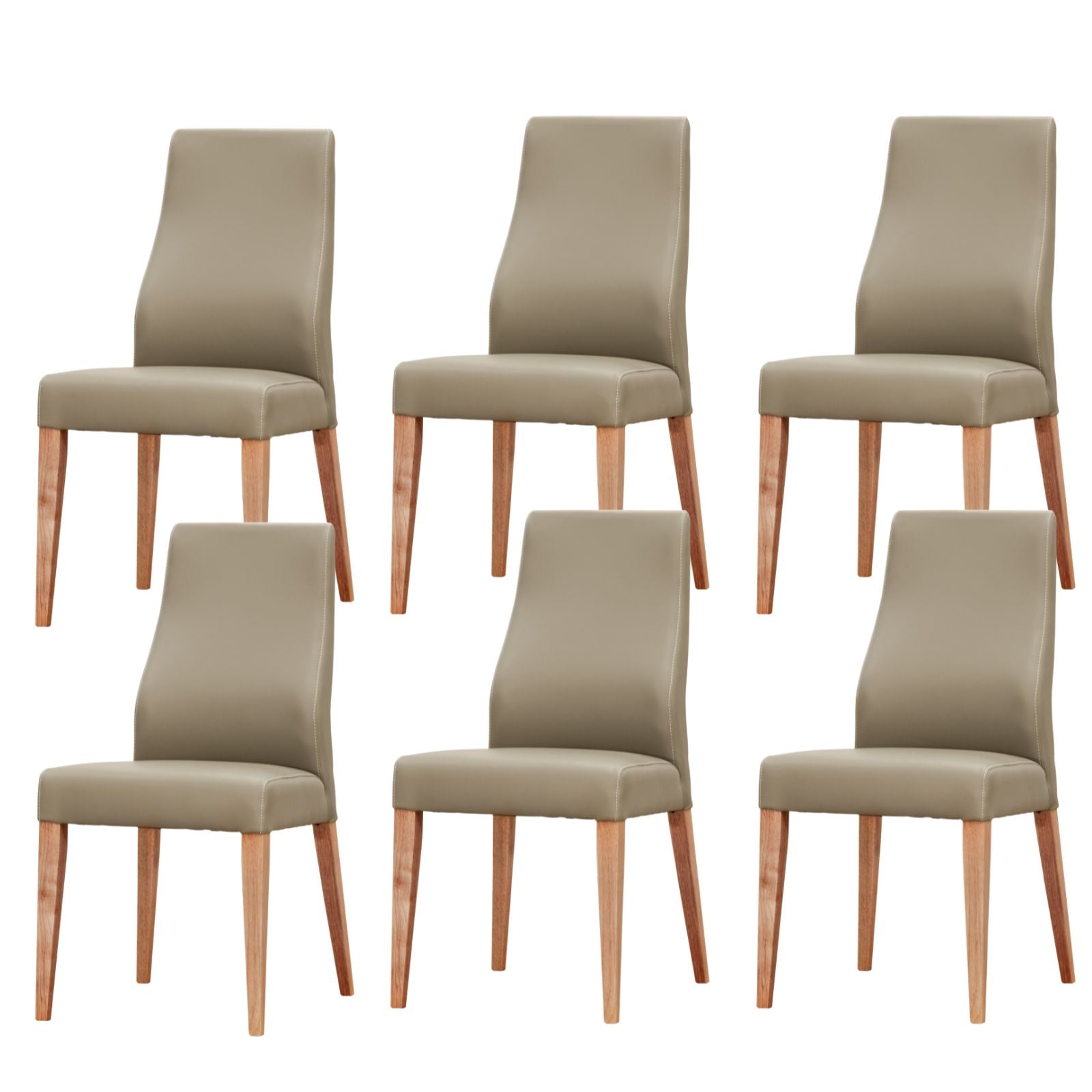 Rosemallow Dining Chair Set of 6 PU Leather Seat Solid Messmate Timber - Silver