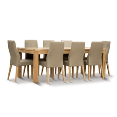 Rosemallow Dining Chair Set of 8 PU Leather Seat Solid Messmate Timber - Silver